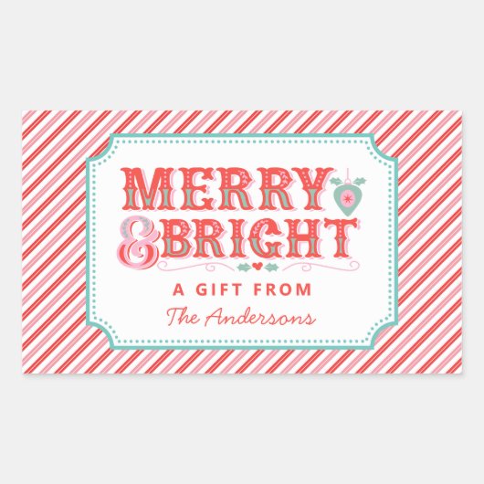 Fröhliche Weihnachtsfeier | Merry & Bright Rechteckiger Aufkleber (Vorderseite)