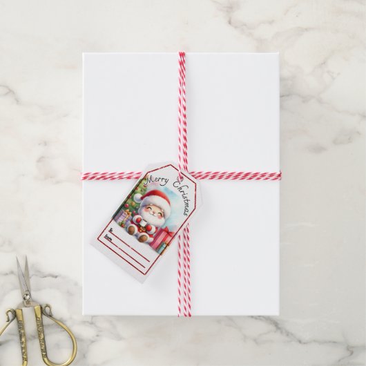Fröhliche Weihnachtsfeiertage Geschenkanhänger (Mit Garn)
