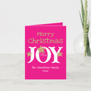 Fröhliche Weihnachtsfreude Elegantes Skript Pink e Feiertagskarte