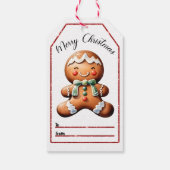 Fröhliche Weihnachtsgingerbäckermarke für Freude Geschenkanhänger (Rückseite)