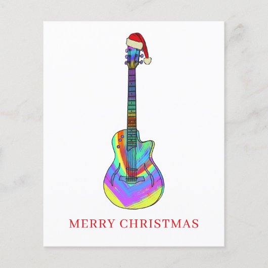 Fröhliche Weihnachtsgitarre bunt Budget Flyer (Vorne)