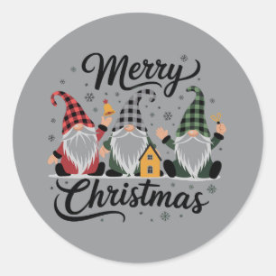 Fröhliche Weihnachtsgnome Süße Weihnachtsfeiertage Runder Aufkleber