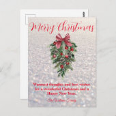 fröhliche Weihnachtsgrün Deko mit weißem Schnee Postkarte (Vorne/Hinten)