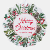 fröhliche Weihnachtsgrün Rote Schrift Chic Ornament Karte (Rückseite)