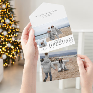 Fröhliche Weihnachtsgrüße mit Fotoeinlage Silber All In One Einladung