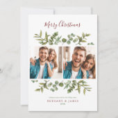 Fröhliche Weihnachtskaffees Fotos Moderne Vegetati Feiertagskarte (Vorderseite)