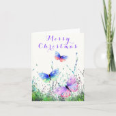 Fröhliche Weihnachtskarte farbenfrohe Schmetterlin Karte (Vorderseite)