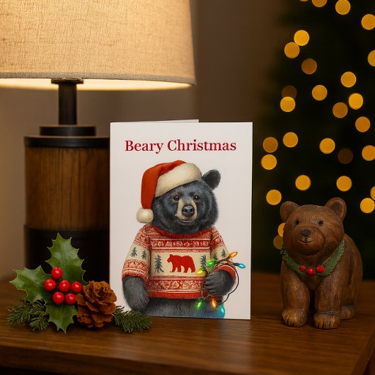 Fröhliche Weihnachtskarte mit Bär Feiertagskarte