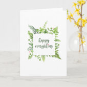 Fröhliche Weihnachtskarte mit grünen Blättern Karte (Gelbe Blume)