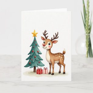 Fröhliche Weihnachtskarte mit Hirsch Karte