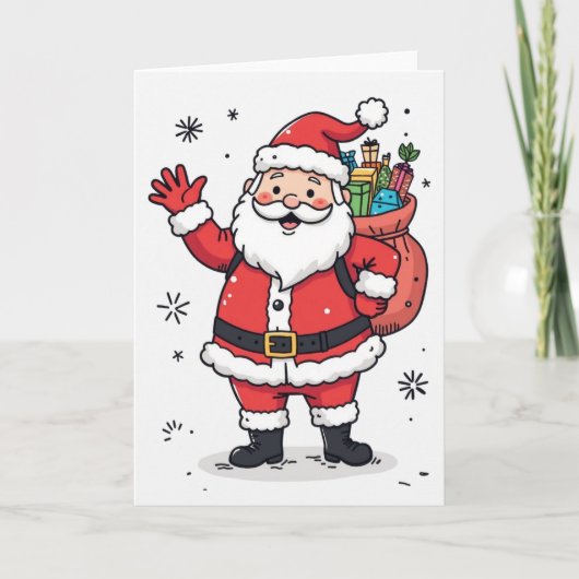 Fröhliche Weihnachtskarte mit Santa – Leere Innens Karte (Vorderseite)