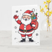Fröhliche Weihnachtskarte mit Santa – Leere Innens Karte (Gelbe Blume)