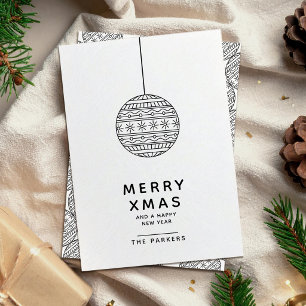 Fröhliche Weihnachtskarte mit schwarzer und weißer Einladung