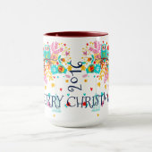 Fröhliche Weihnachtskeule und Blume Tasse (Zentrum)