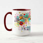 Fröhliche Weihnachtskeule und Blume Tasse (Links)