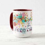 Fröhliche Weihnachtskeule und Blume Tasse (Vorderseite Links)