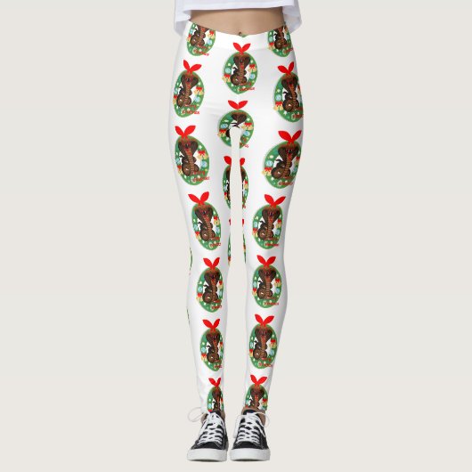 fröhliche Weihnachtskobra-Schlange Leggings (Vorderseite)