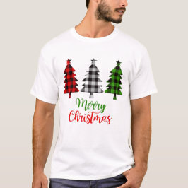 Fröhliche Weihnachtskugel Kariert Red White Green  T-Shirt