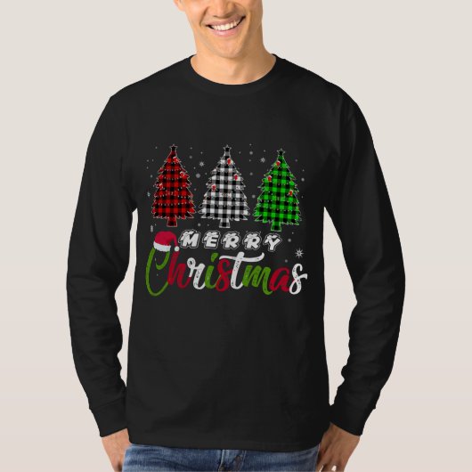 Fröhliche Weihnachtskugel Kariert Red White Green  T-Shirt (Vorderseite)