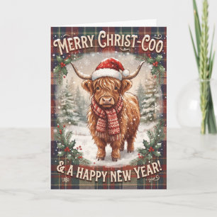 Fröhliche Weihnachtskuh Highland-Rind Weihnachtska Karte