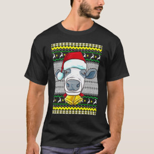 Fröhliche Weihnachtskuh mit Santa-Hut Weihnachtsid T-Shirt