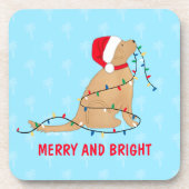 Fröhliche Weihnachtslichter-Hunde-Untersetzer-Set Getränkeuntersetzer (Vorderseite)