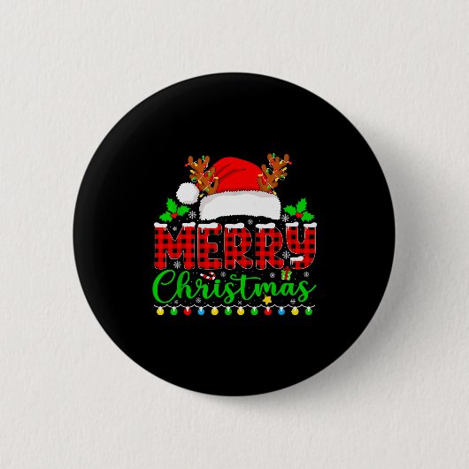 Fröhliche Weihnachtslichter Lustige Xmas Pjs Männe Button (Vorderseite)
