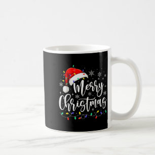 Fröhliche Weihnachtslichter Rote Santa-Mütze Weihn Kaffeetasse