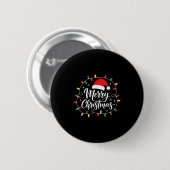 Fröhliche Weihnachtslichter Rote Santa-Mütze Xmas- Button (Vorne & Hinten)
