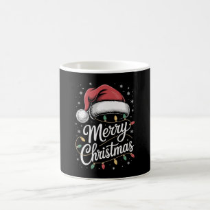 Fröhliche Weihnachtslichter Weihnachtsmann Hut Wei Kaffeetasse