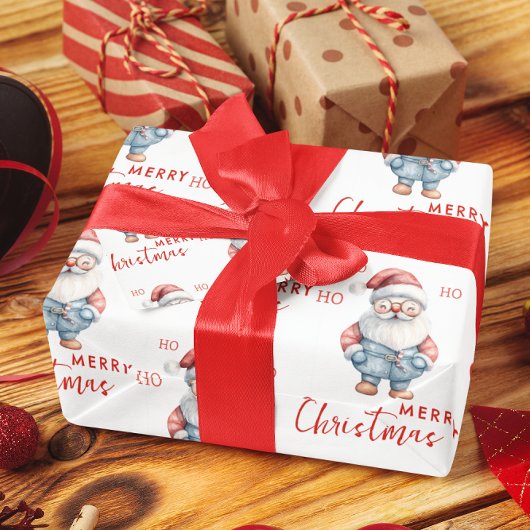 Fröhliche Weihnachtsmann Ho Ho Ho Frohe Weihnachte Geschenkpapier