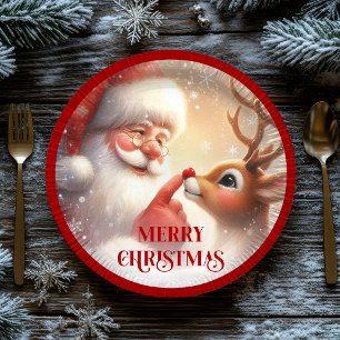 Fröhliche Weihnachtsmann-Rudolph-Weihnachtsplatten Pappteller