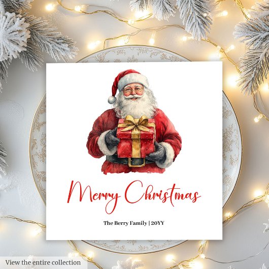 Fröhliche Weihnachtsmann-Rustikal-Personalisierbar Serviette