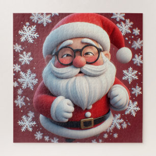 Fröhliche Weihnachtsmann-Schneeflocken-Szene für W Puzzle