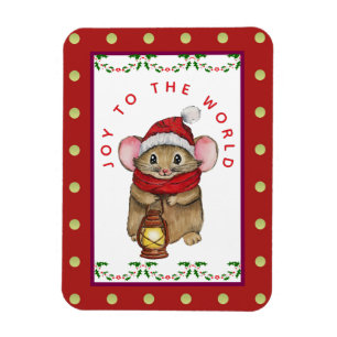 Fröhliche Weihnachtsmaus-Grußkarte Magnet