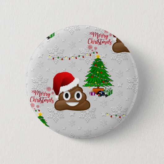 fröhliche Weihnachtspoo emoji Button (Vorderseite)