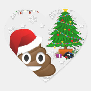 fröhliche Weihnachtspoo emoji Herz-Aufkleber