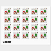 fröhliche Weihnachtspoo emoji Quadratischer Aufkleber (Blatt)