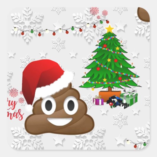 fröhliche Weihnachtspoo emoji Quadratischer Aufkleber (Vorderseite)