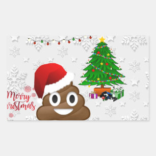 fröhliche Weihnachtspoo emoji Rechteckiger Aufkleber
