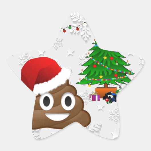 fröhliche Weihnachtspoo emoji Stern-Aufkleber (Vorderseite)