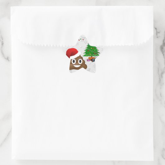 fröhliche Weihnachtspoo emoji Stern-Aufkleber (Tasche)