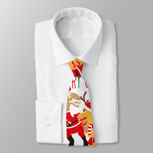 fröhliche Weihnachtsrentiere Santa Dinosaurier Krawatte (Gebunden)