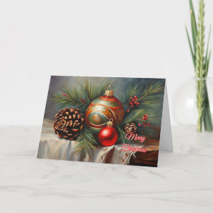 Fröhliche Weihnachtsschmuck, Berries, Pinienkerne Feiertagskarte