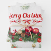 Fröhliche Weihnachtsschmuck, Kiefernzweige Geschenkpapier Set (Beispiel)