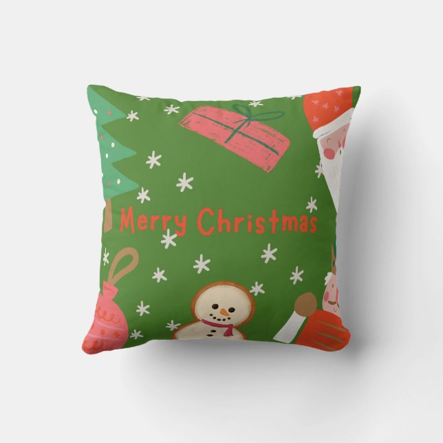 fröhliche Weihnachtsschneeflocken mit Santa Kissen (Rückseite)