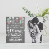 Fröhliche Weihnachtsschwangerschaftsankündigung Feiertagskarte (Stehend Vorderseite)
