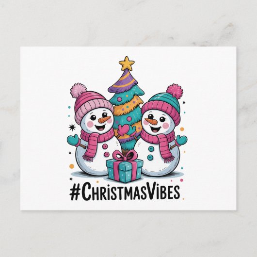 Fröhliche Weihnachtsstimmung Feiertagspostkarte (Vorderseite)