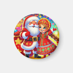 Fröhliche Weihnachtsszene mit Santa Magnet