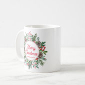 fröhliche Weihnachtswasserfarbe Wintergrün schick Kaffeetasse (Vorderseite Links)